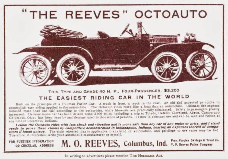 Driving on Eight Wheels? Discovering the Reeves Octo-Auto and Sexto-Auto, Unusual Cars from the Early 1900s