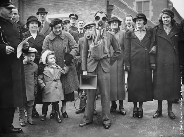 Air Raid Precautions Department testing a portable siren at Hendon, 1936.