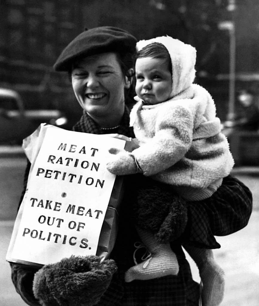 Mary Clare, the actress, headed housewives who brought a petition to the House of Commons, London, 1951.