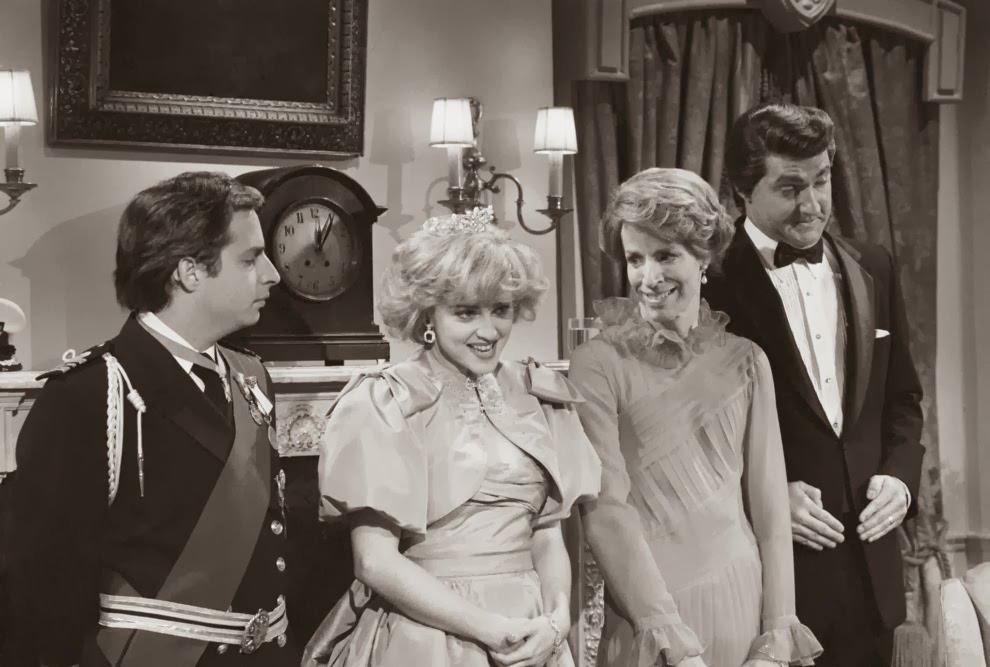 Getting some early practice on perfecting her faux British accent while playing Princess Di in the sketch “Nancy Reagan Meets Charles & Di.”