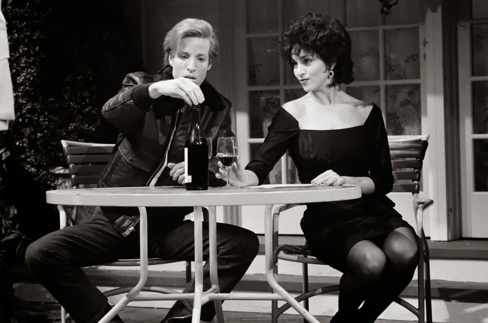 Terry Sweeney as ‘Clint Weston’ and Madonna as ‘Melinda Zumont’ in the sketch “Pinklisting,” which was social commentary on the growing paranoia of AIDS in Hollywood.