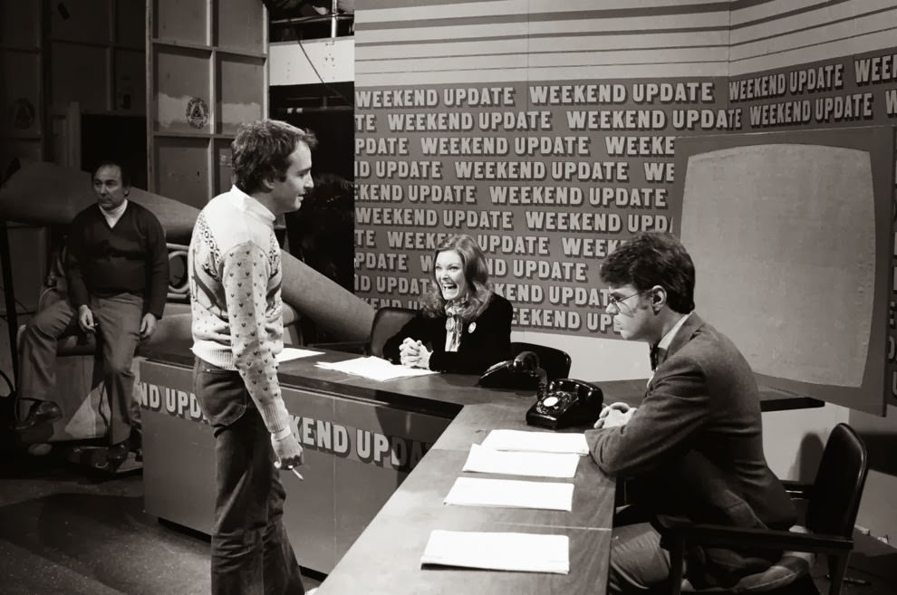 Lorne Michaels, Jane Curtin, and Dan Aykroyd