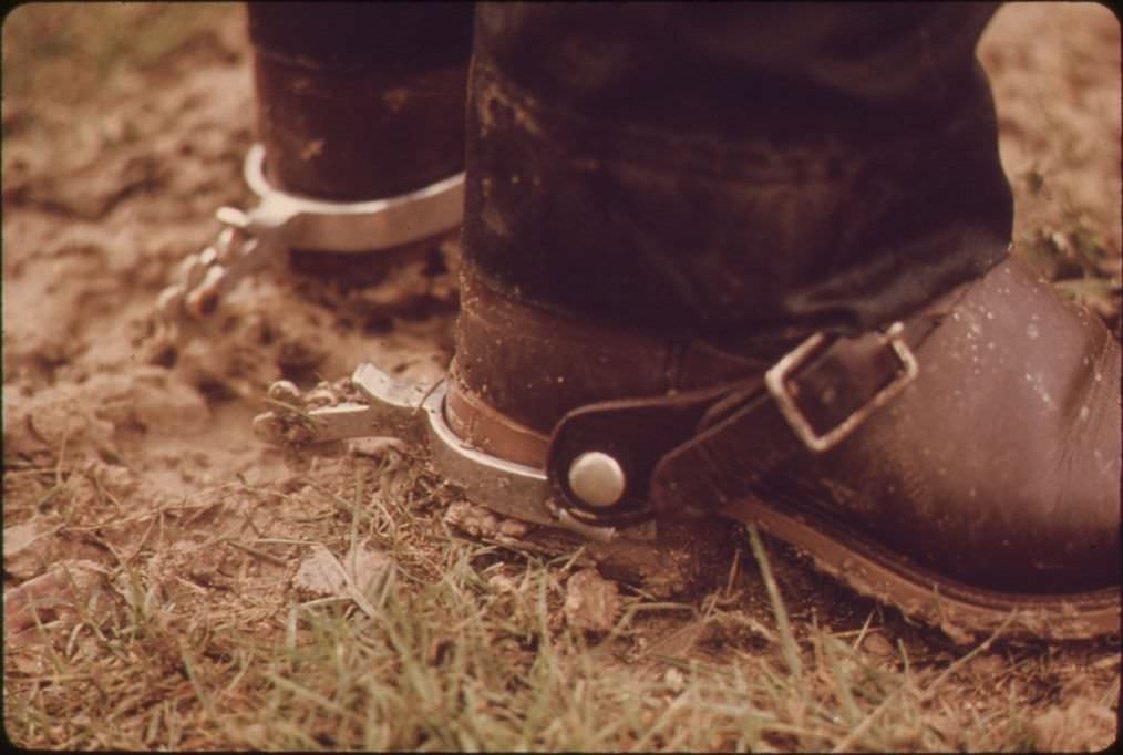 A ranch hand's spurs near Leakey, Texas, 1973.