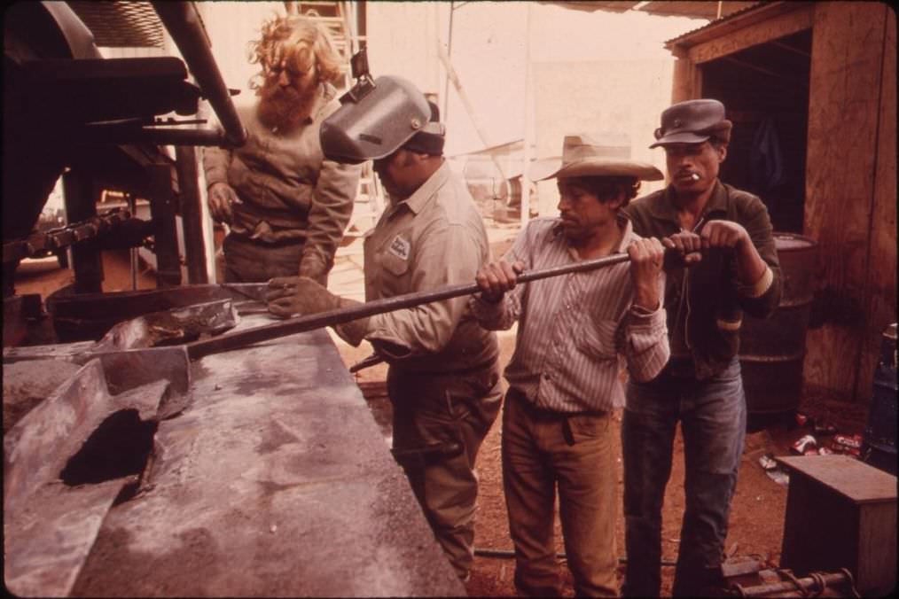 Workers from Mexico at a cedar mill near Leakey, Texas, 1973.