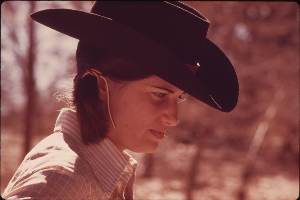 A young woman from San Antonio vacationing in Leakey, Texas, 1973.