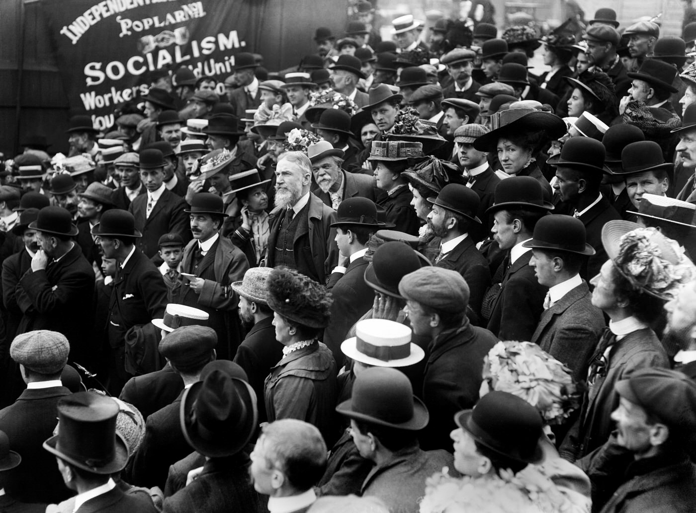 George Bernard Shaw at an anti-vivisection protest in Trafalgar Square, 1910.