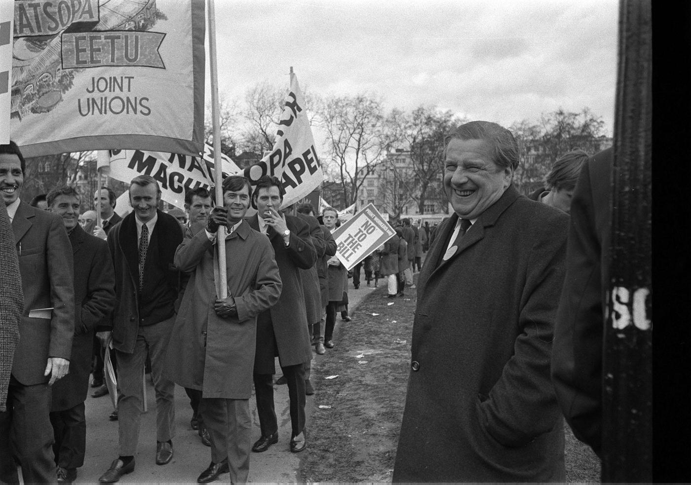 A TUC march from Speaker’s Corner to Trafalgar Square against the Industrial Relations Bill, 1971.