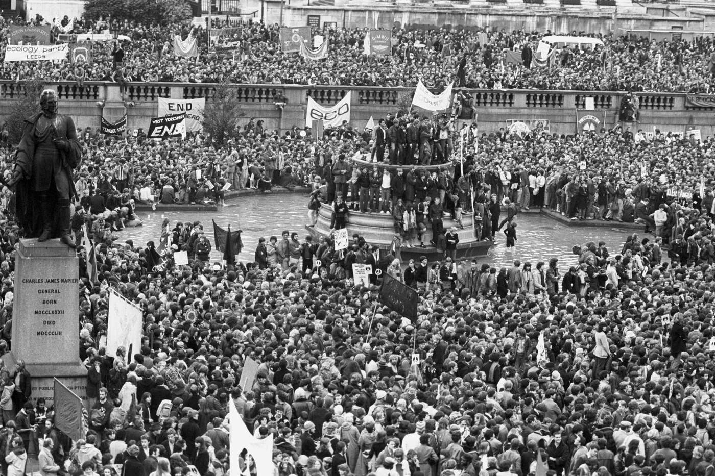 A Campaign for Nuclear Disarmament demonstration in Trafalgar Square, 1980.