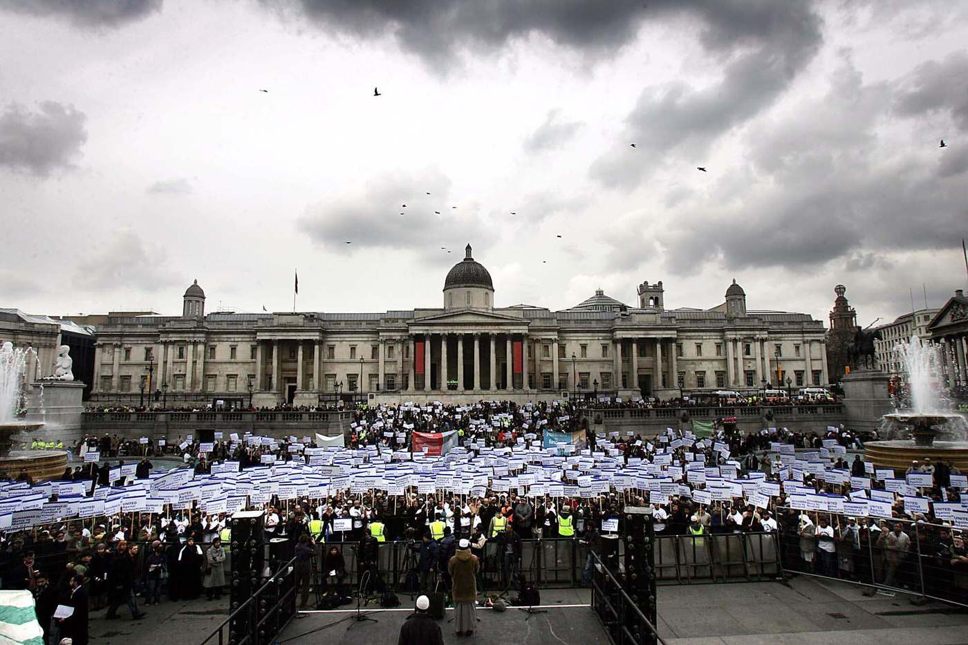 An Islamaphobia rally in Trafalgar Square, 2006.