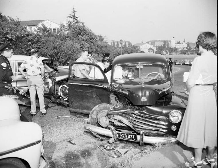 Traffic accident, Los Angeles, June 16, 1951