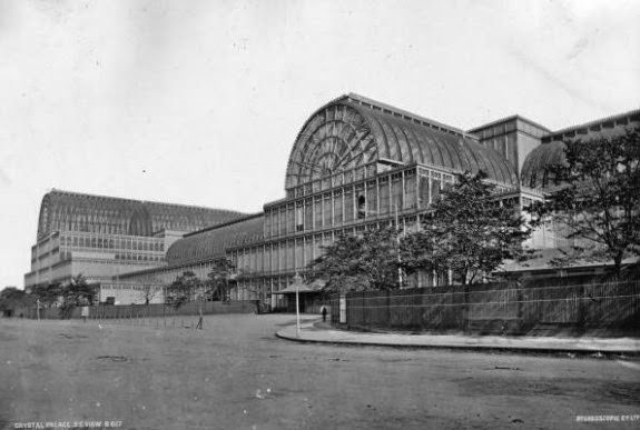 The southeast corner of the Crystal Palace in Sydenham, London, 1888.