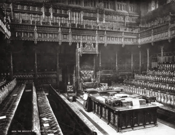 The Speaker's Chair in the House of Commons, London, 1890.