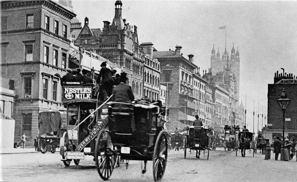 Whitehall and Parliament Streets in Westminster.