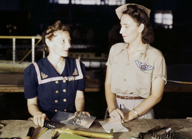 Pearl Harbor widows work at the Naval Air Base in Corpus Christi, Texas, 1942.