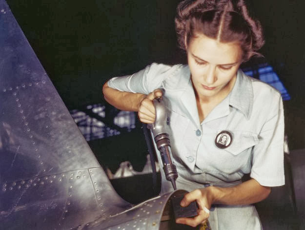 Virginia Davis works at the Naval Air Base in Corpus Christi, Texas, with her husband, 1942.