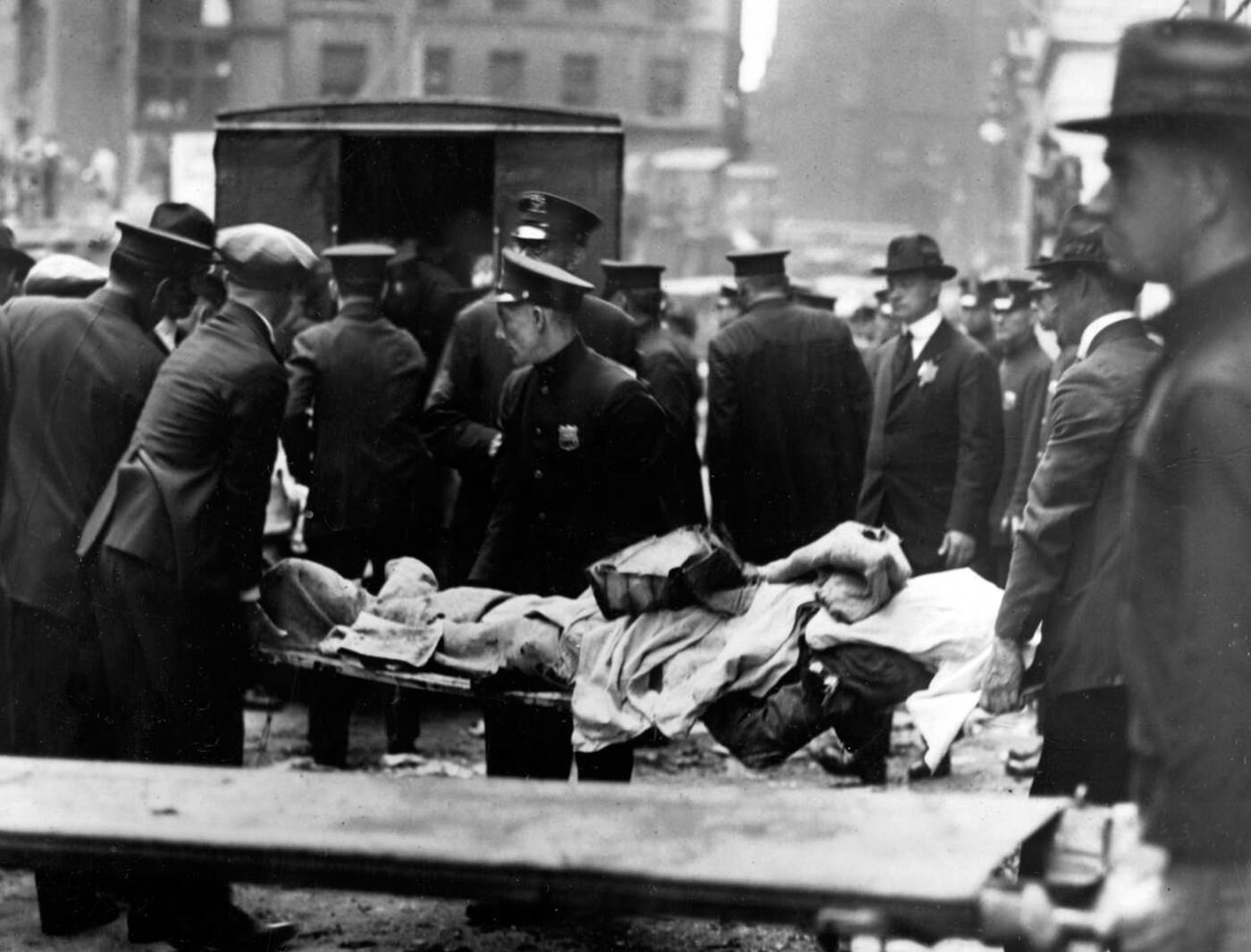 The Wall Street bombing, New York City, 1920.