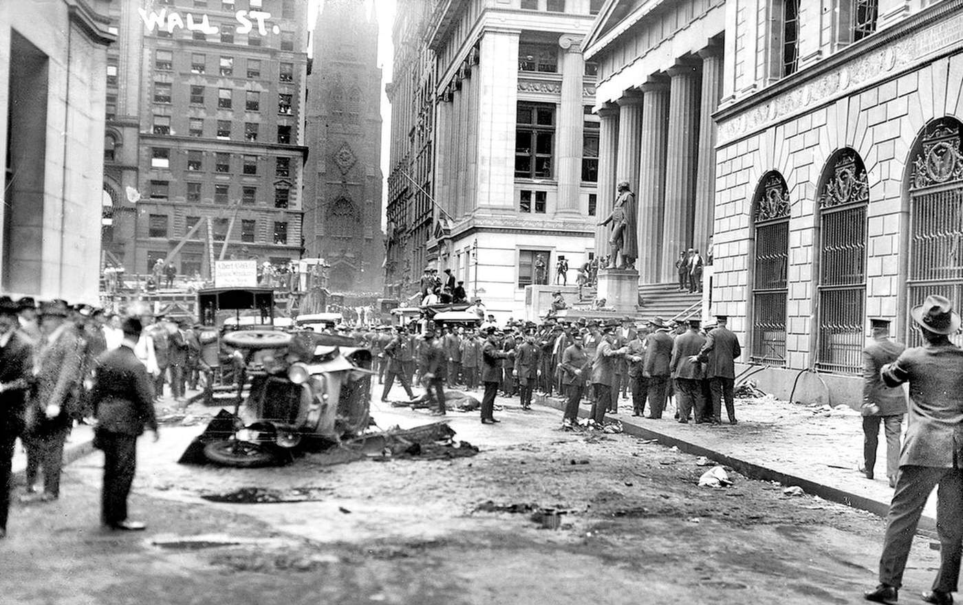 The Wall Street bombing, New York City, 1920.