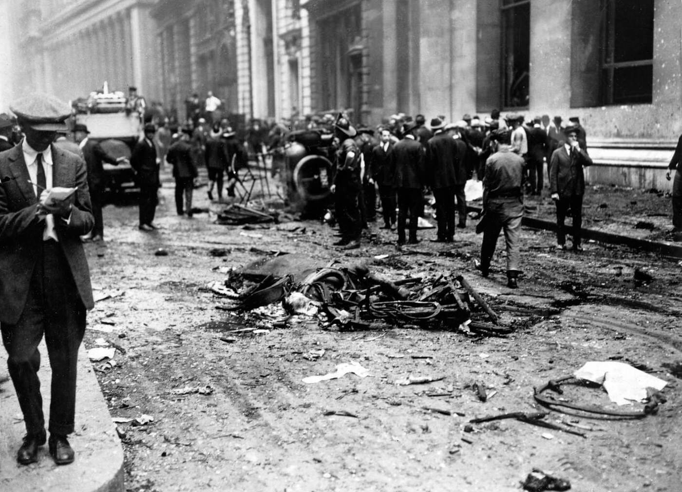 The Wall Street bombing, New York City, 1920.