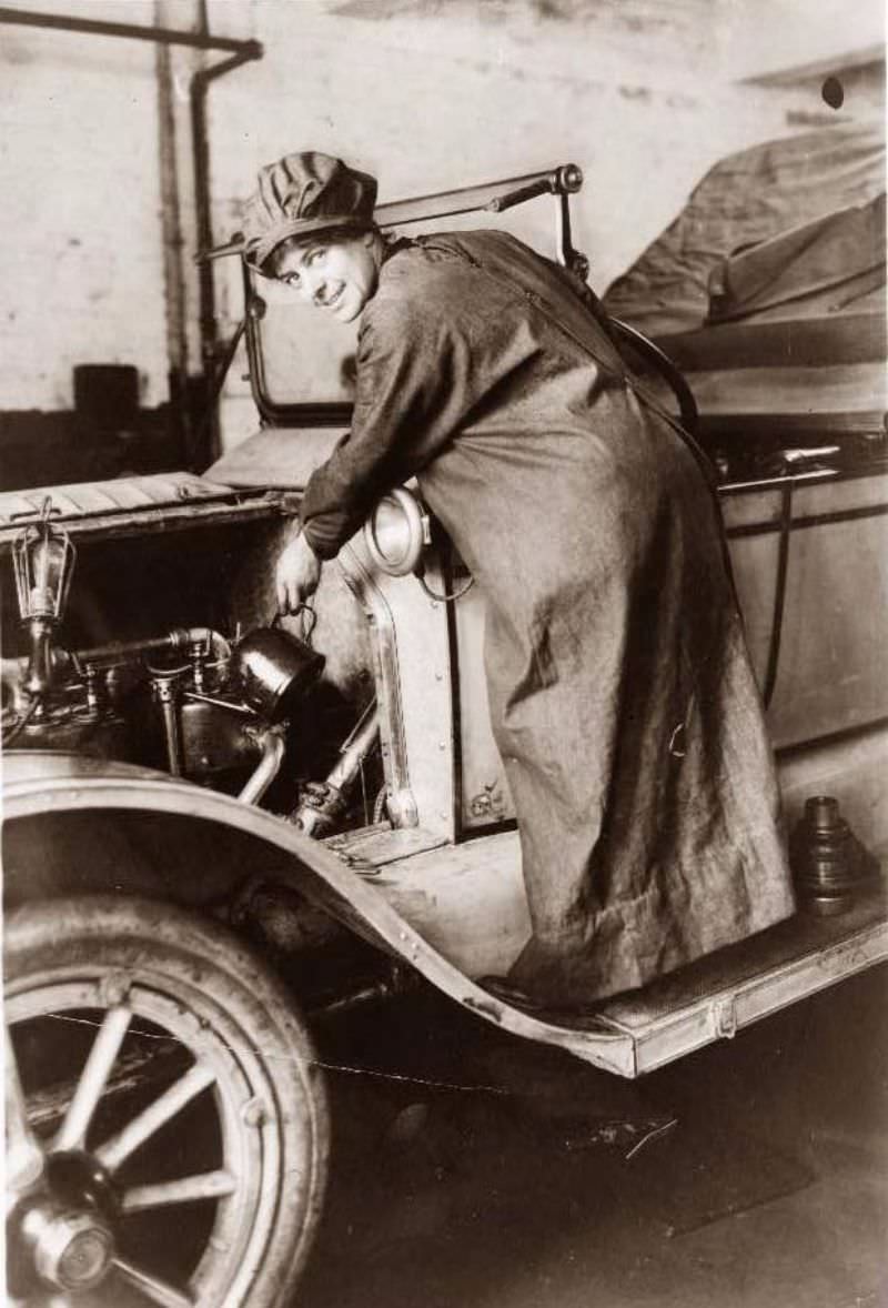 Rosalie Jones as an auto salesman, 1920s.
