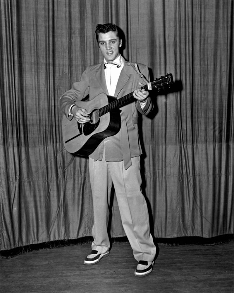 Elvis backstage at Ellis Auditorium in Memphis, 1955.