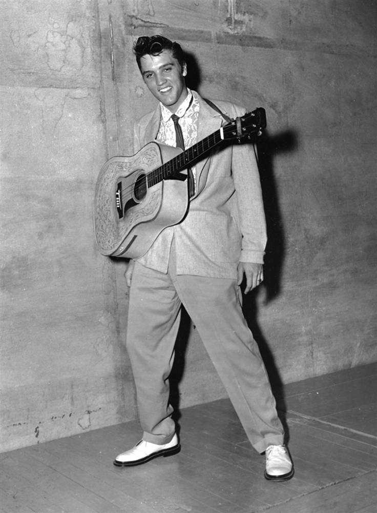 Elvis at Overton Park Shell in Memphis, 1955.