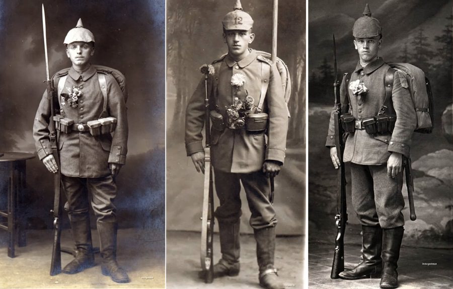 German Soldiers with Flowers 1910s