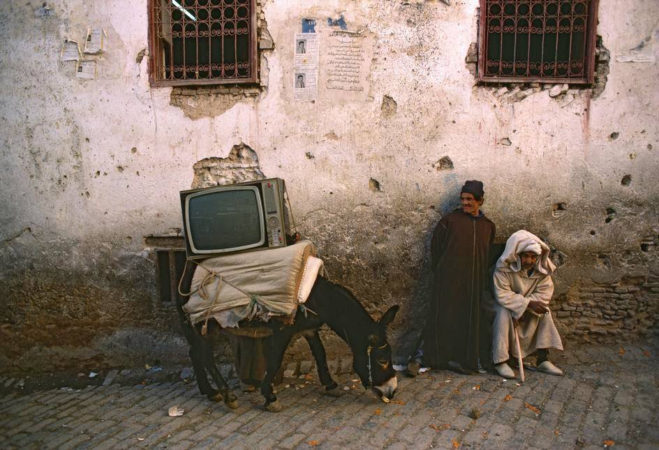 The old and the new worlds mix in the old medina, 1984.