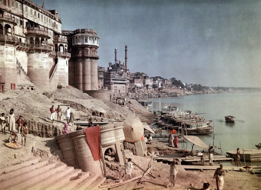 Sacred place for bathing in the Ganges river in Varanasi, India.