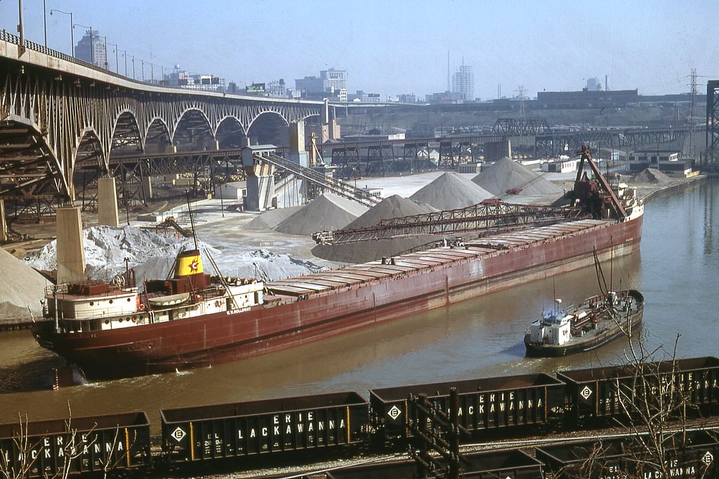 Cuyahoga river in Cleveland, Ohio, 1969.