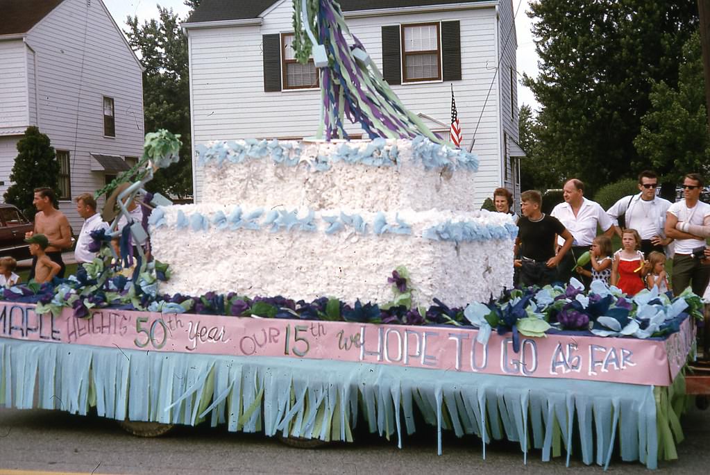 Maple Heights July 4th parade with campfire girls, 1965.