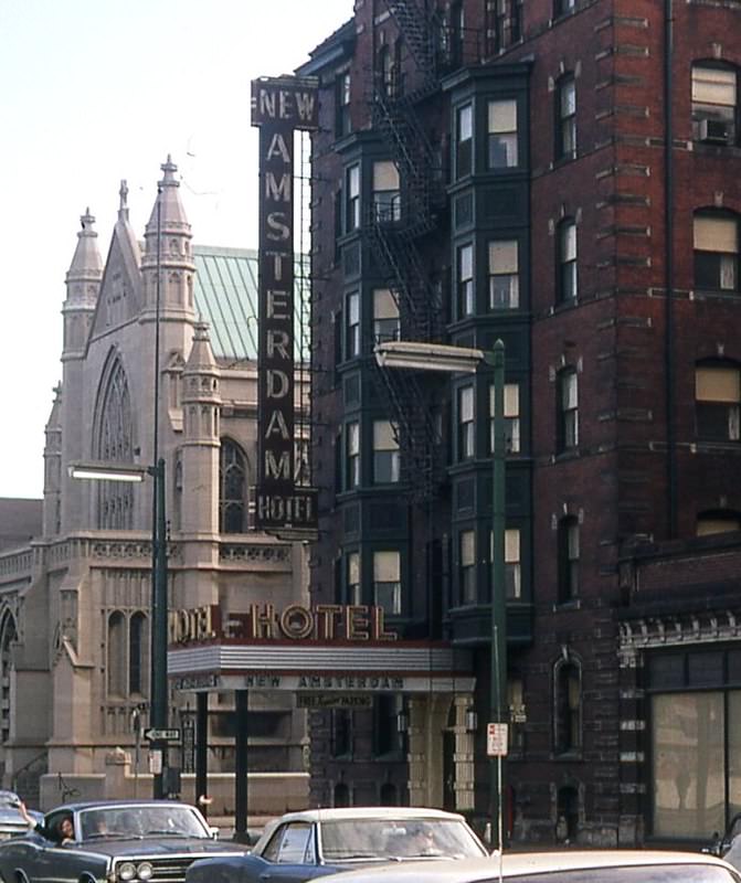 New Amsterdam hotel sign, 1969.