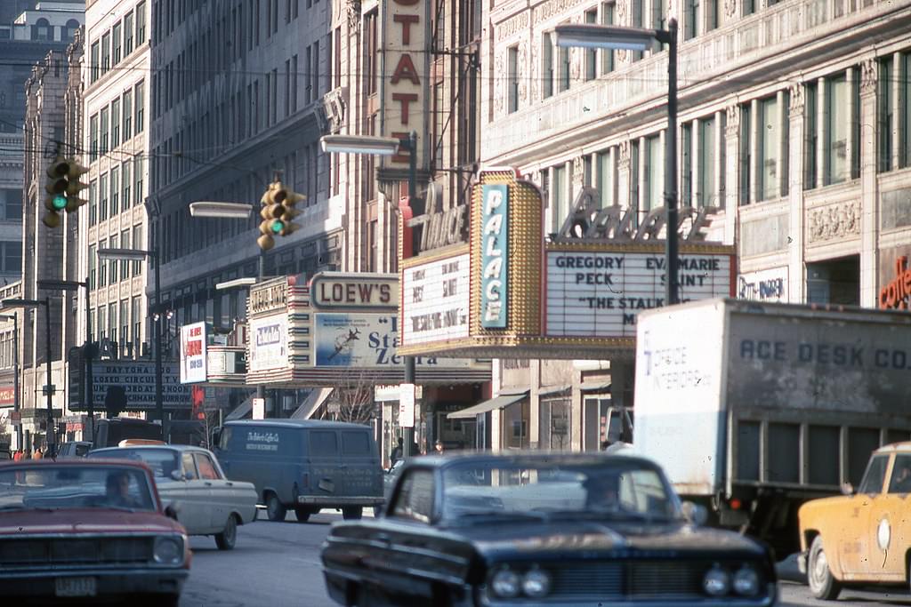 Playhouse square in Cleveland, Ohio, 1969.