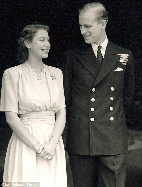 The Queen after announcing her engagement to Prince Philip in 1947.