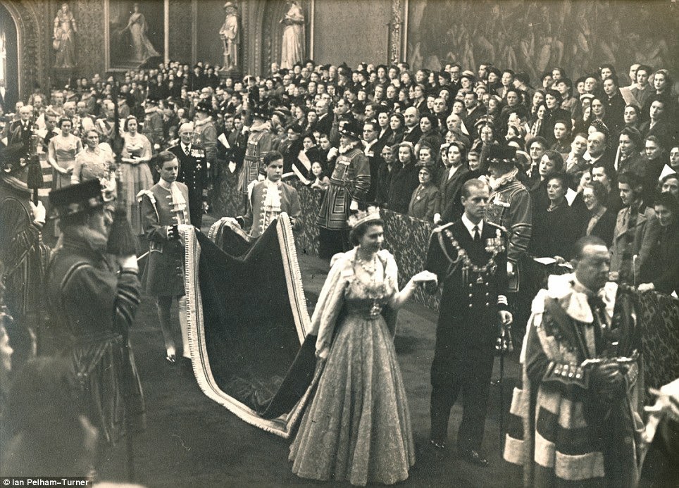 The Queen and Prince Philip on the first opening of parliament in November 1952.
