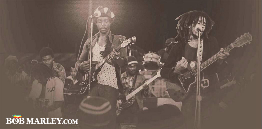The Wailers performing together for one of the last times, on the same bill as the Jackson 5 at the National Arena in Kingston, 1975