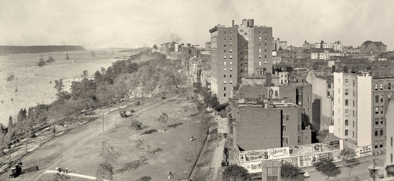 Hudson River and Riverside Park, New York, October, 1910.