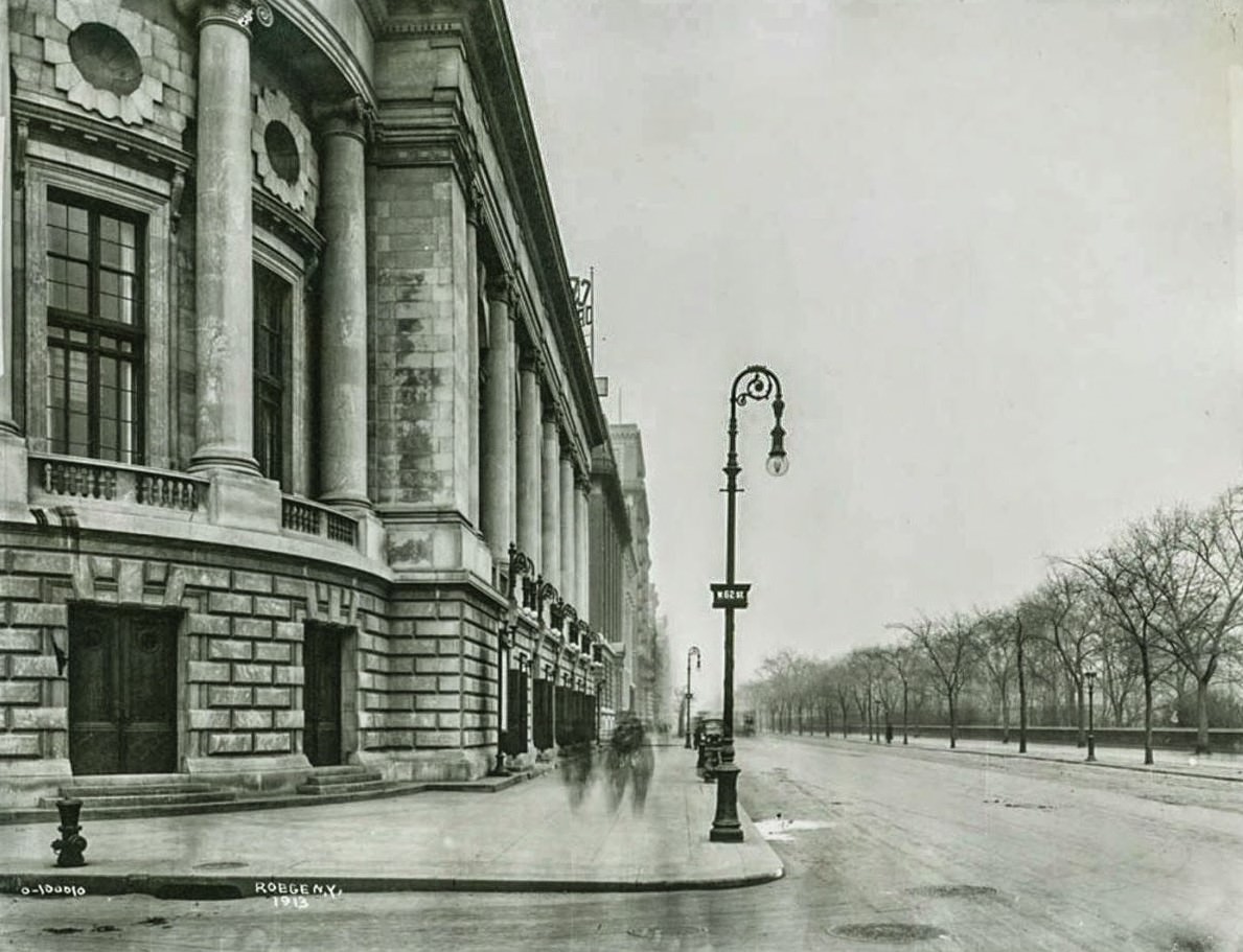 Central Park West looking north from the Century Opera House at 62nd Street, 1913.