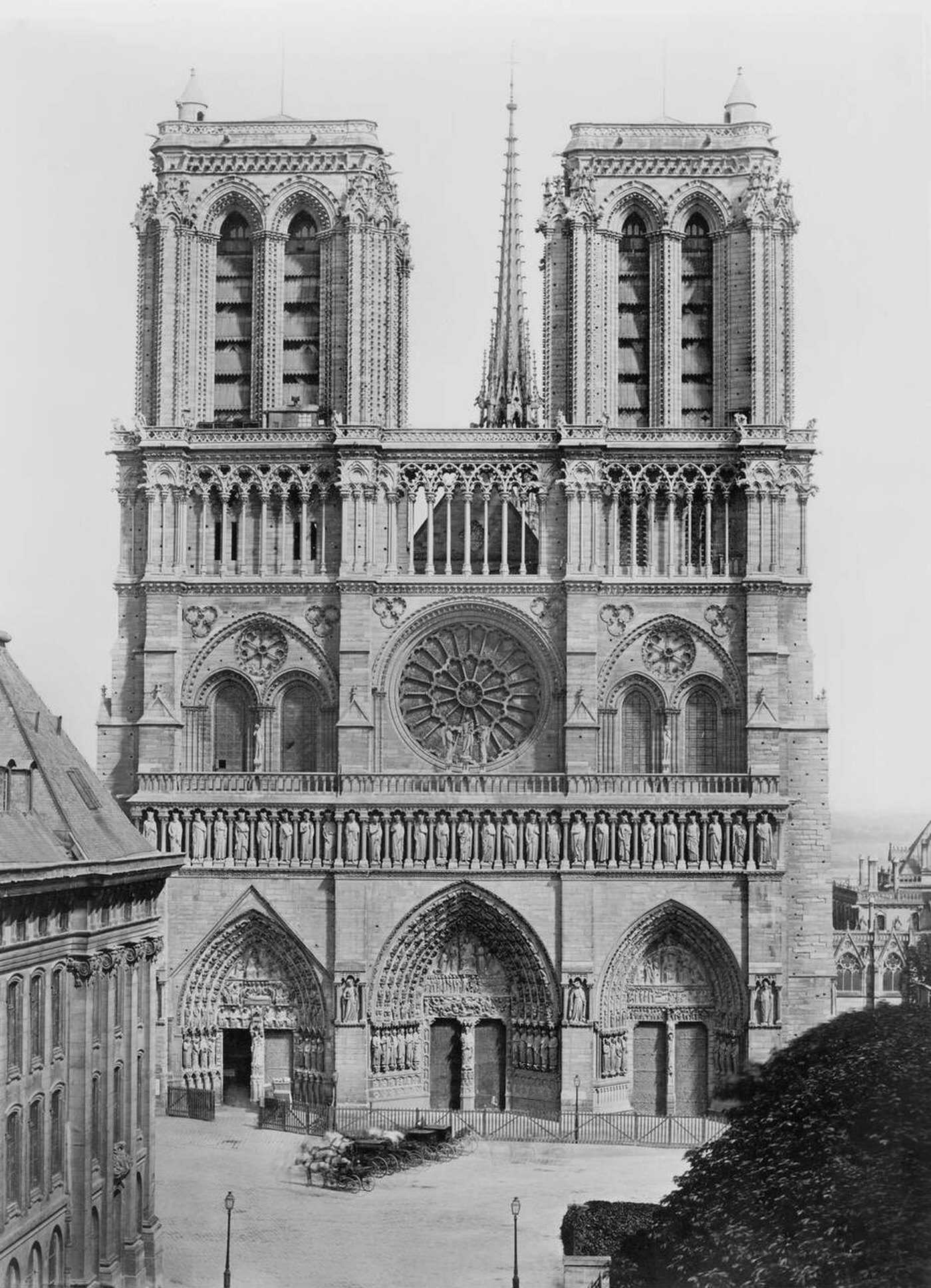 Facade, Notre-Dame de Paris, France, 1860s.