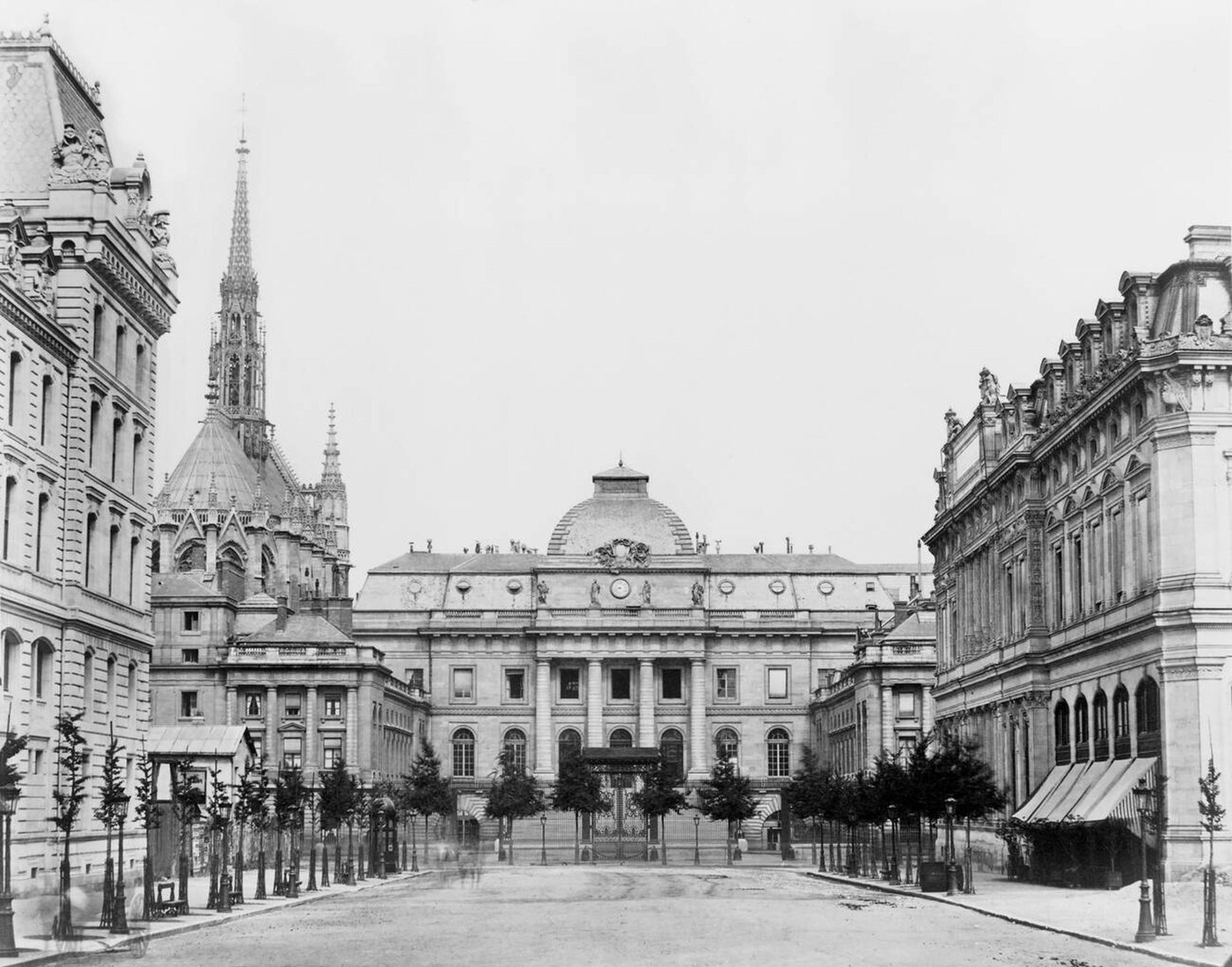 Hotel de Justice and St. Chapelle, Paris, France, 1860s.