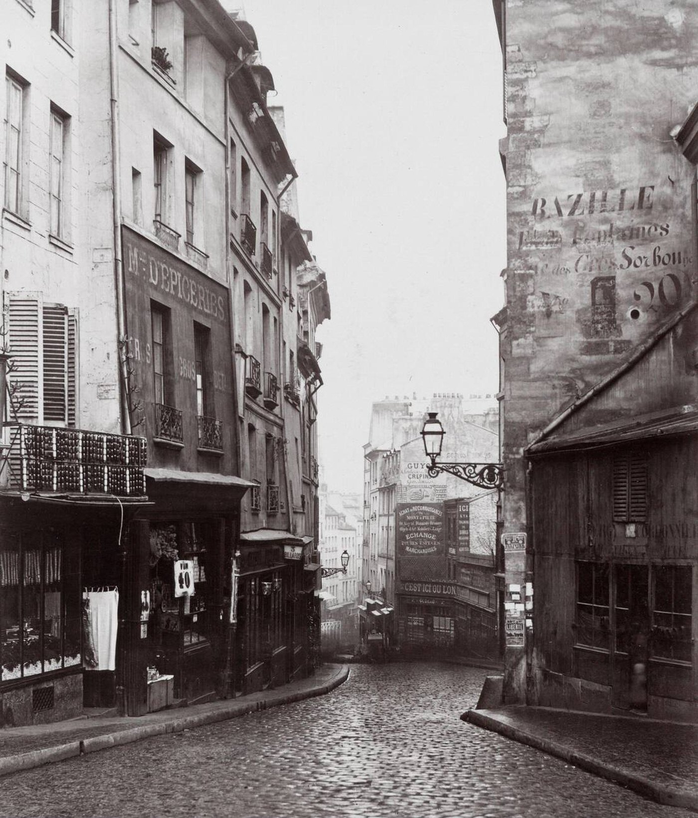 Rue de la Montagne-Sainte-Geneviève near the intersection of Rue LaPlace, Paris, 1860s.