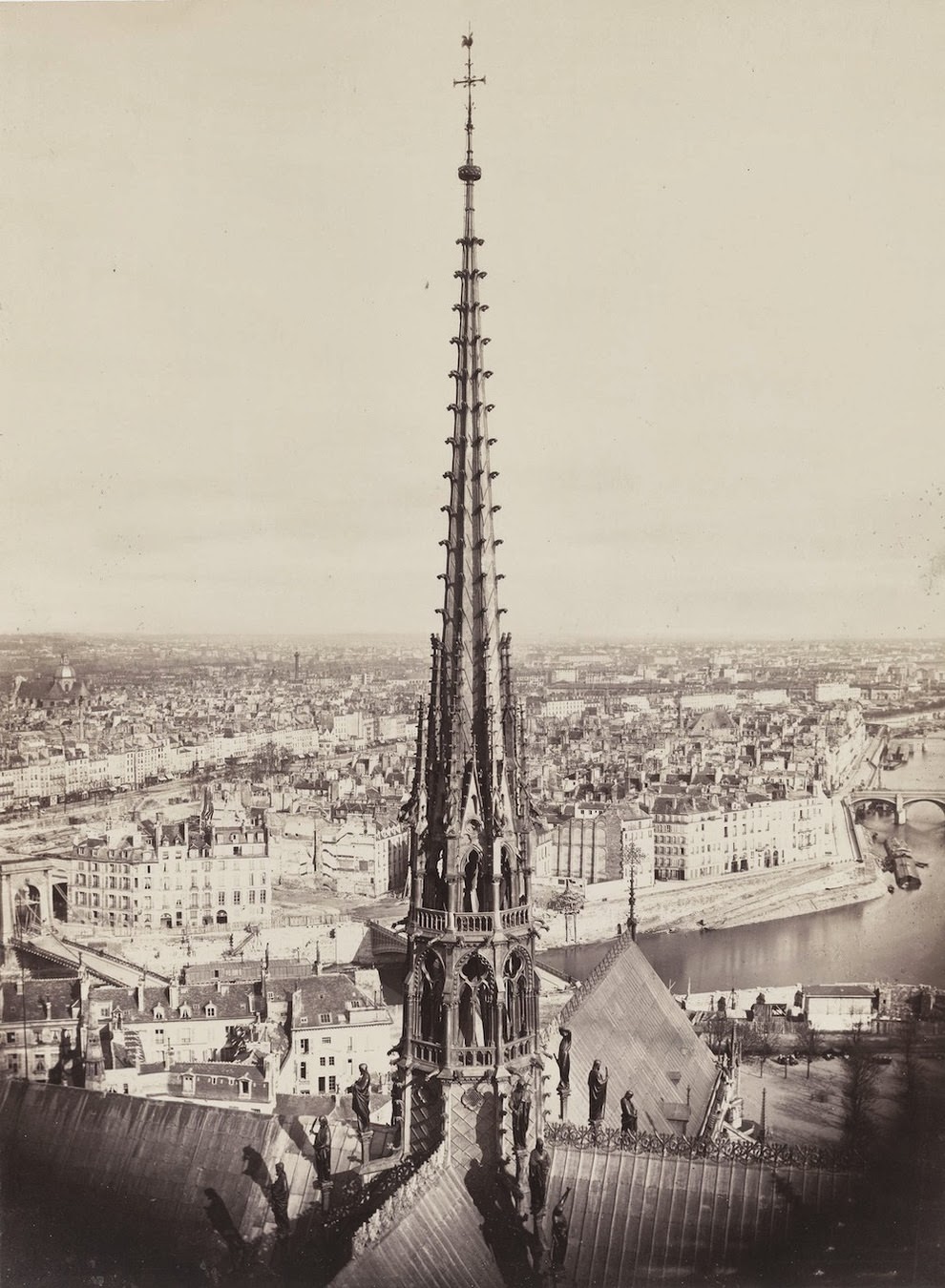 Here is a view of a spire of Notre Dame, facing Ile St. Louis.