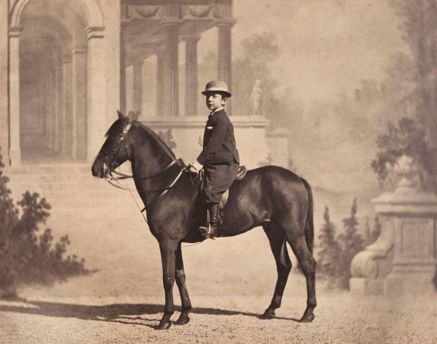 The Prince Imperial on a dark bay pony, 1862.