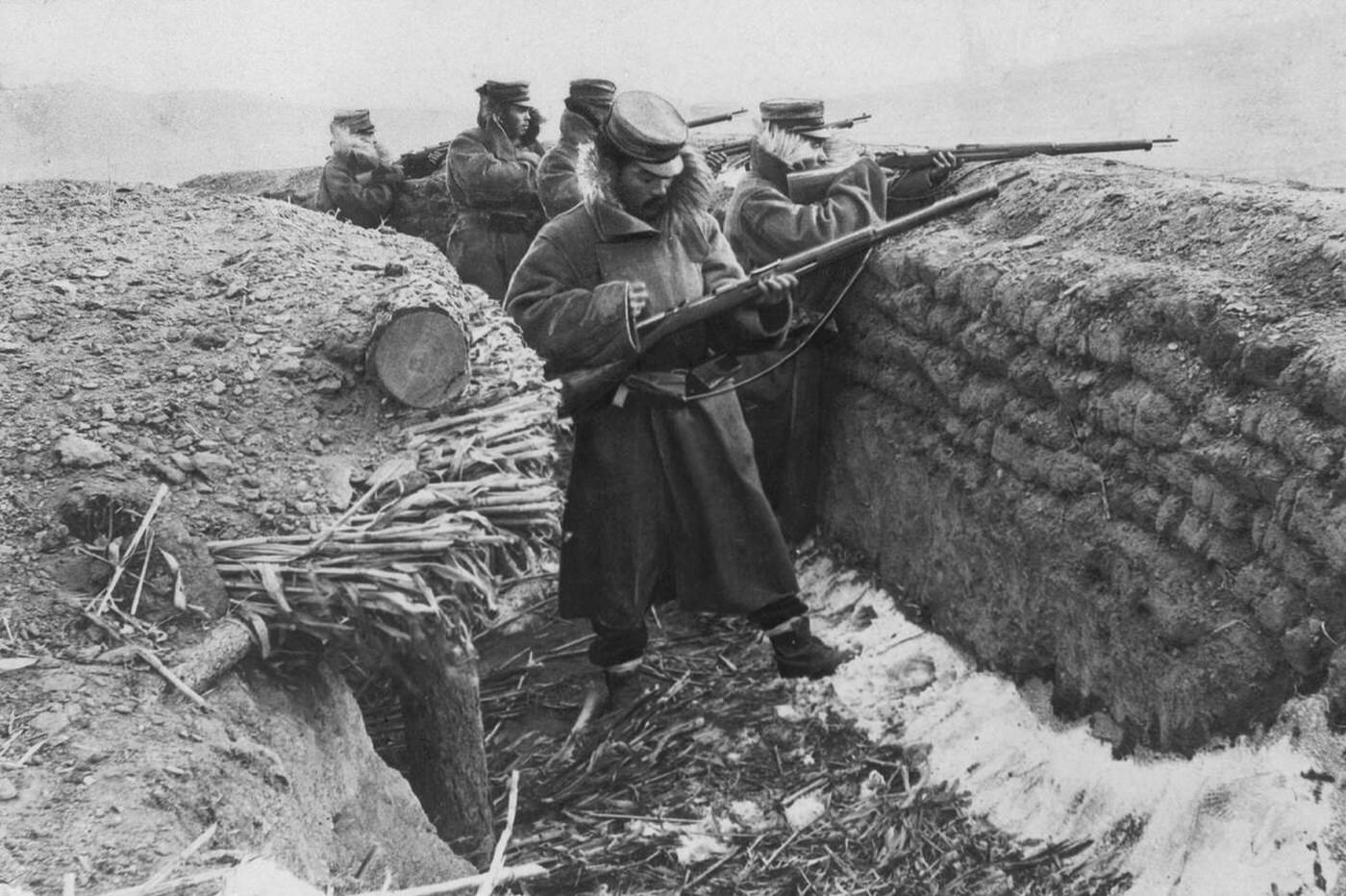 Japanese soldiers in the Russo-Japanese War, 1900s.