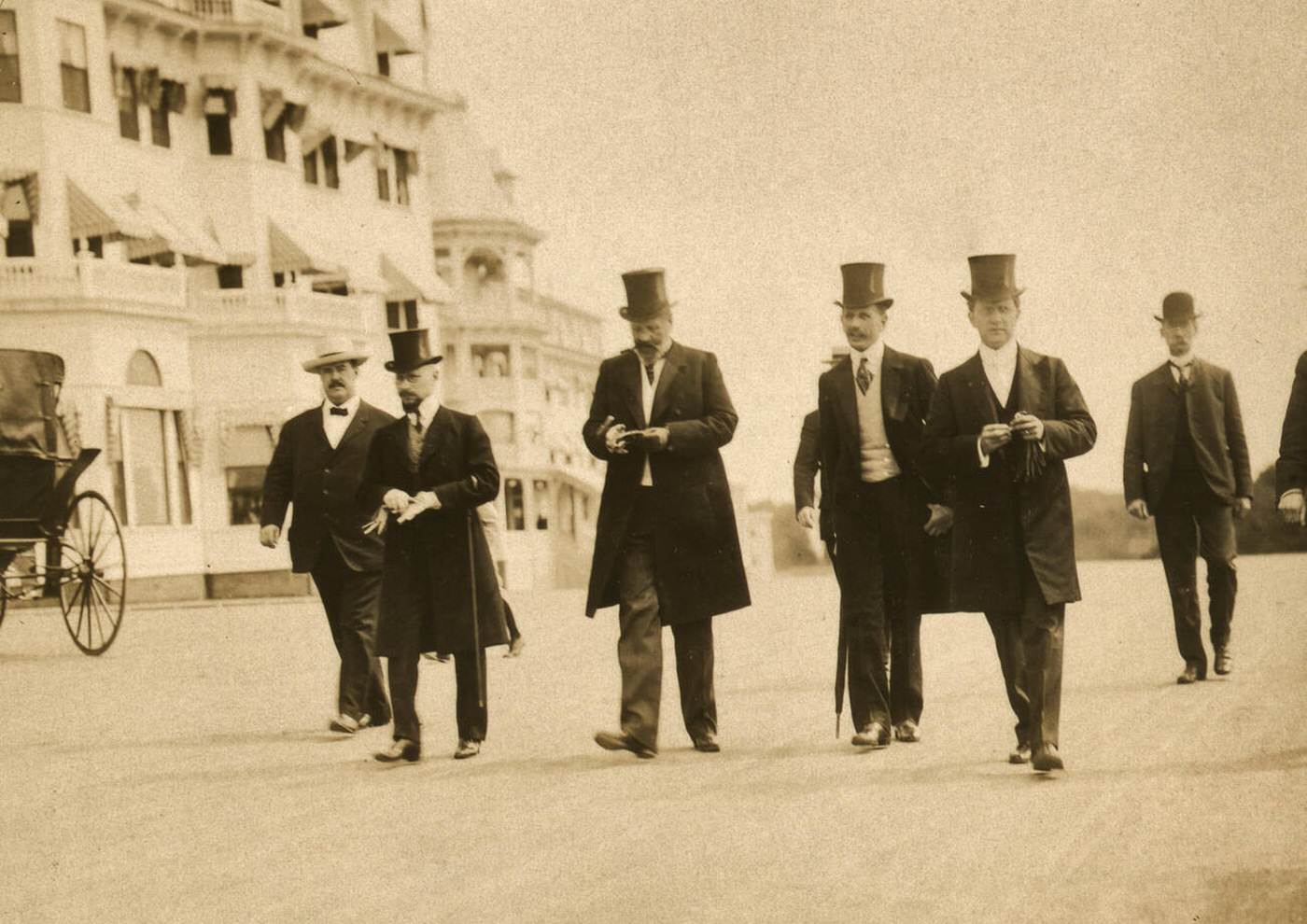 Serge Witte and his staff out for a Sunday morning walk while at the Portsmouth, NH Peace Conference following the Russo Japanese War, 1905.