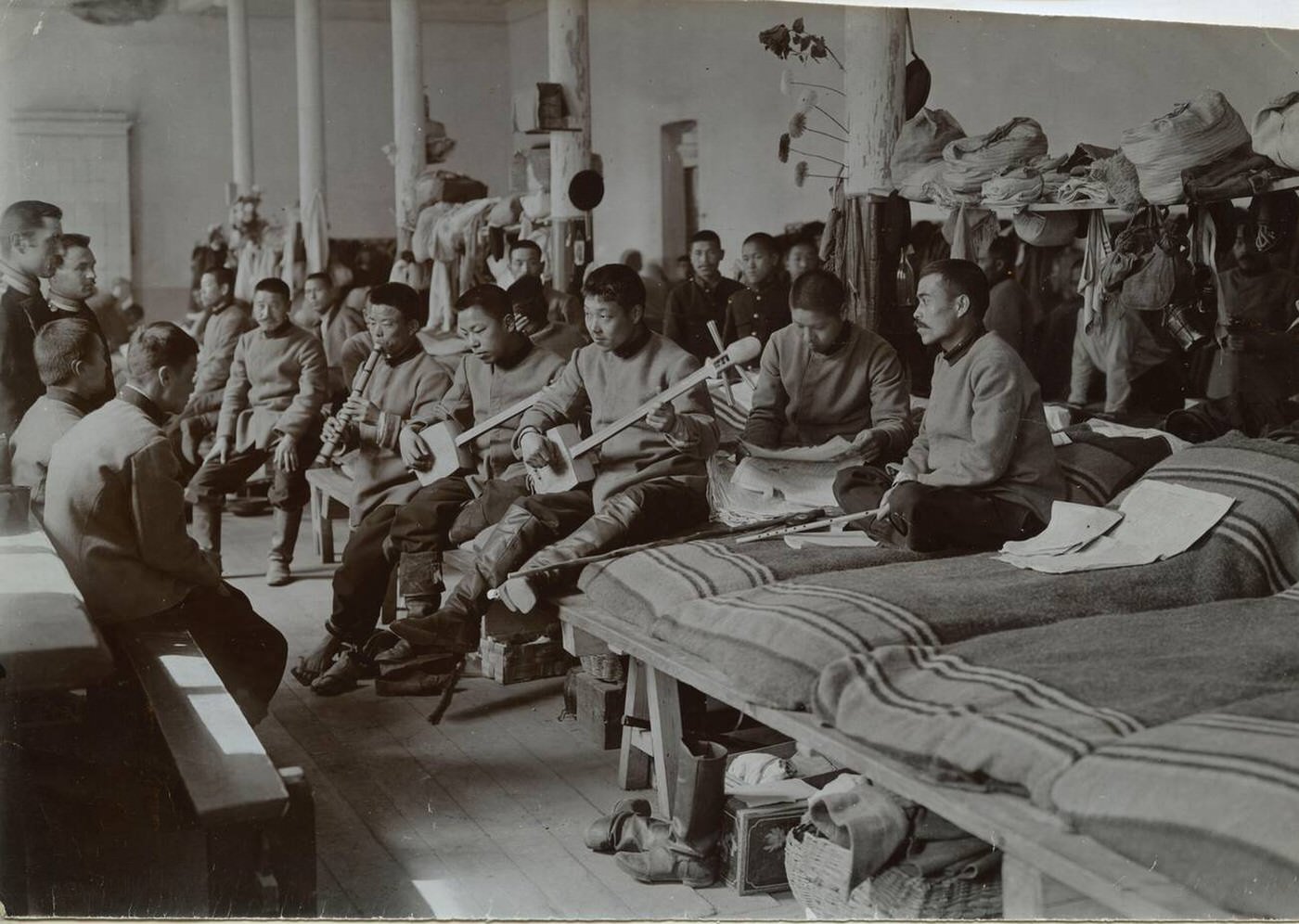 Japanese soldiers held captive by the Russians, 1905.