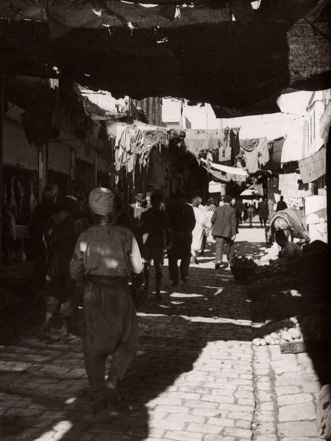 Scene at a street in Aleppo, Syria, 1943.