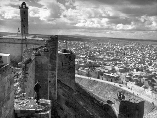 View of the downtown area of Aleppo from atop the ramparts of the great citadel built in the 4th century B.C.