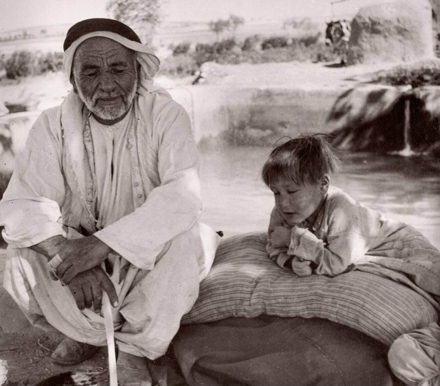Man and boy suffering from Trachoma, Syria, 1943.