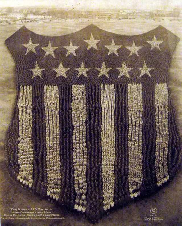 A few months later their record is overtaken by 30,000 men from Camp Custer.