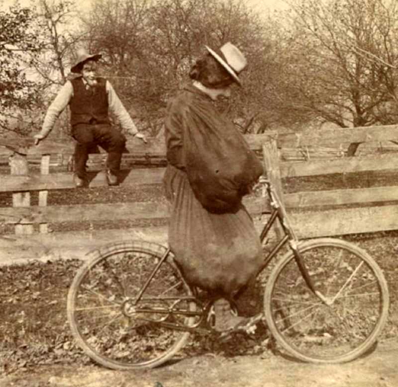 Bicyclist, circa 1900.